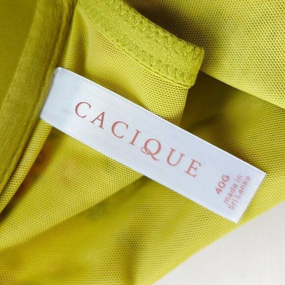 Cacique Lightly Lined T-Shirt Bra Size 40G Green Chartreuse Floral Front Closure - Picture 7 of 8